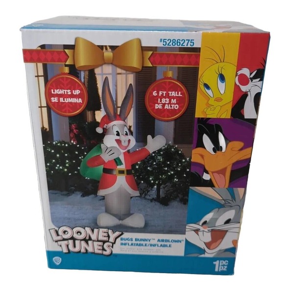 NEW Bugs Bunny Looney Tunes Gemmy Airblown Inflatable 6' Holiday Christmas